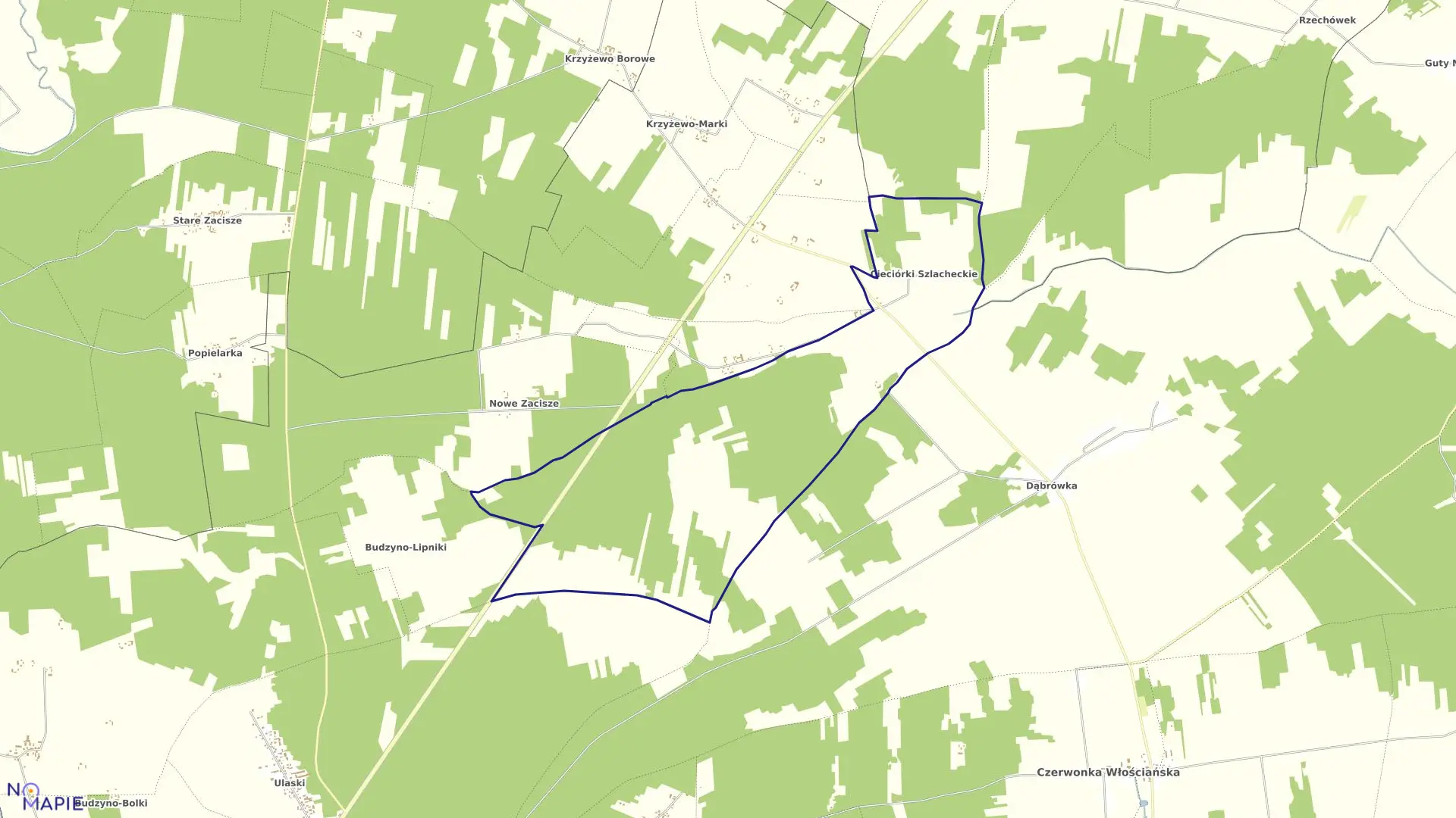 Mapa obrębu CIECIÓRKI SZLACHECKIE w gminie Czerwonka