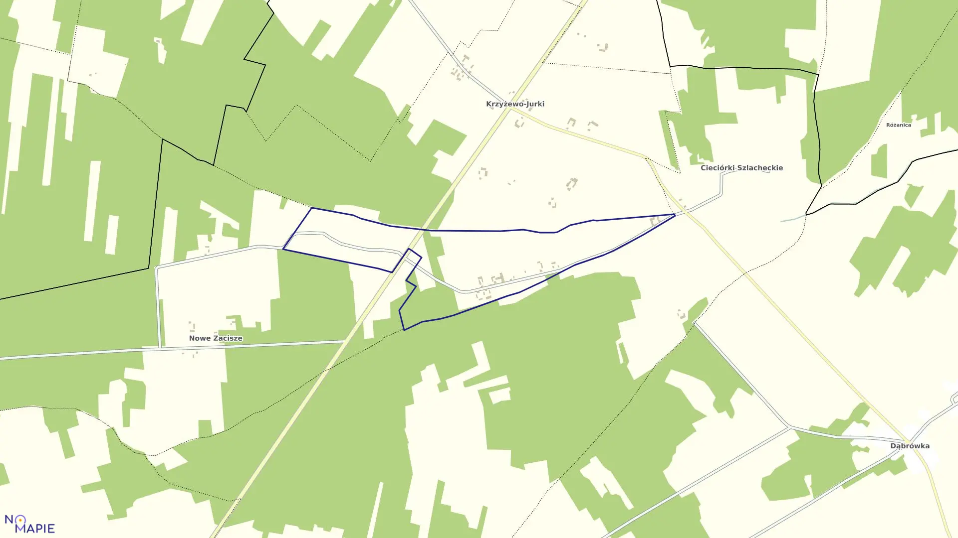 Mapa obrębu CIECIÓRKI WŁOŚCIAŃSKIE w gminie Czerwonka