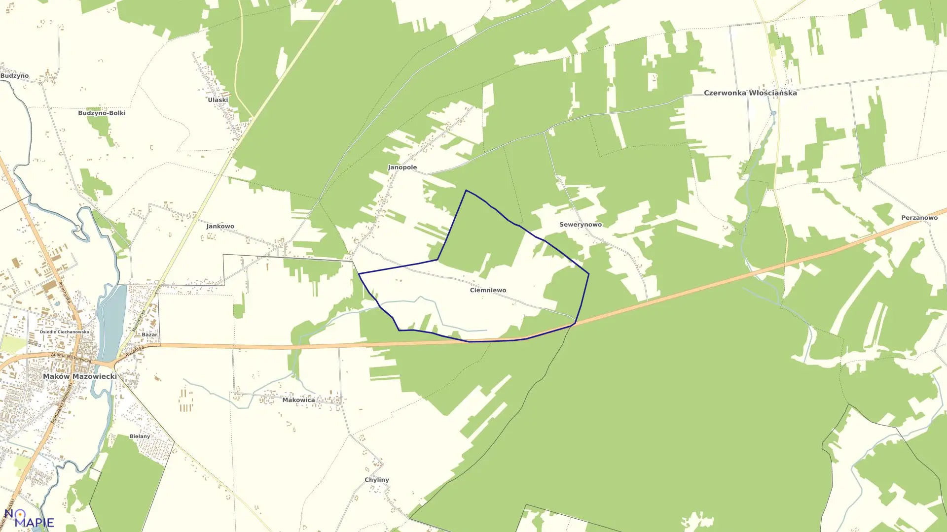 Mapa obrębu CIEMNIEWO w gminie Czerwonka