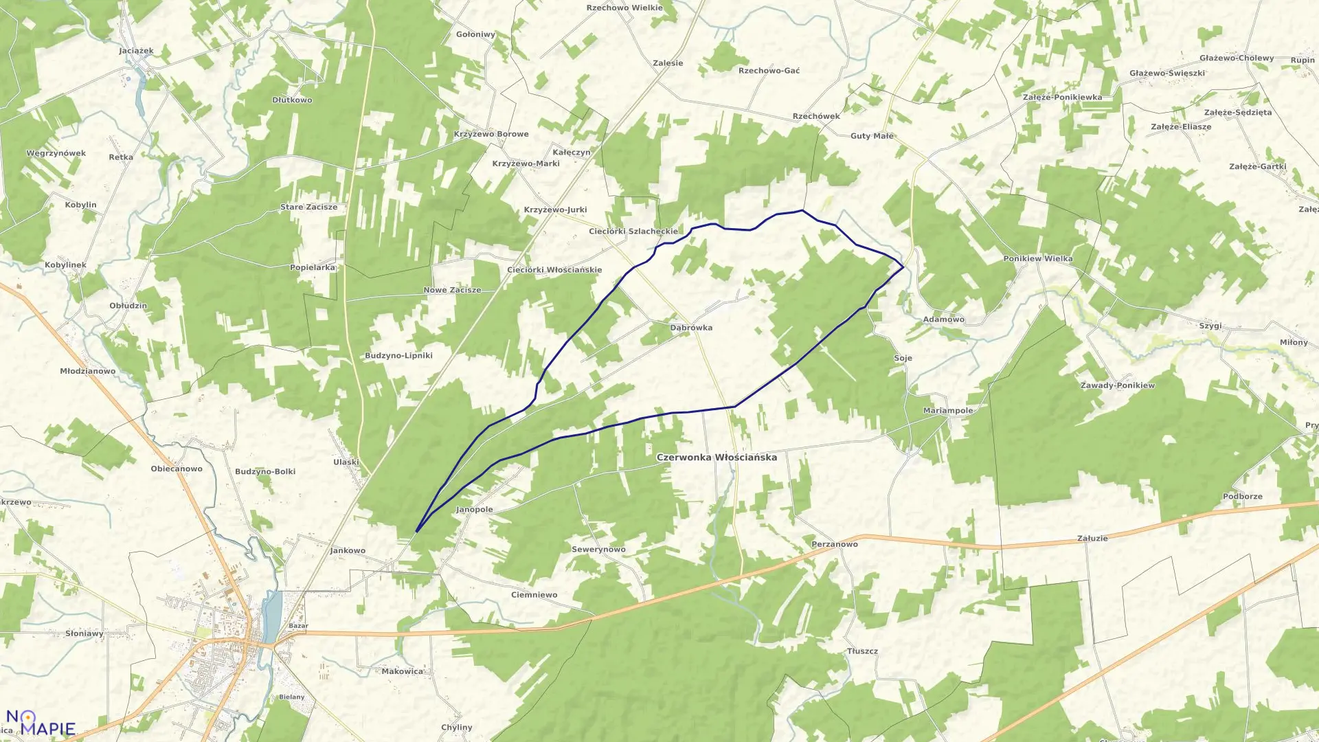 Mapa obrębu DĄBRÓWKA w gminie Czerwonka