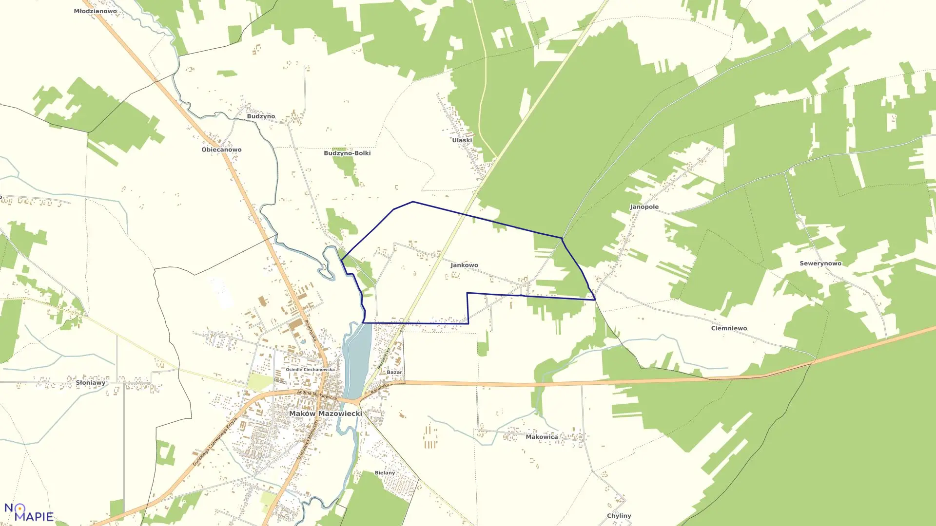 Mapa obrębu JANKOWO w gminie Czerwonka