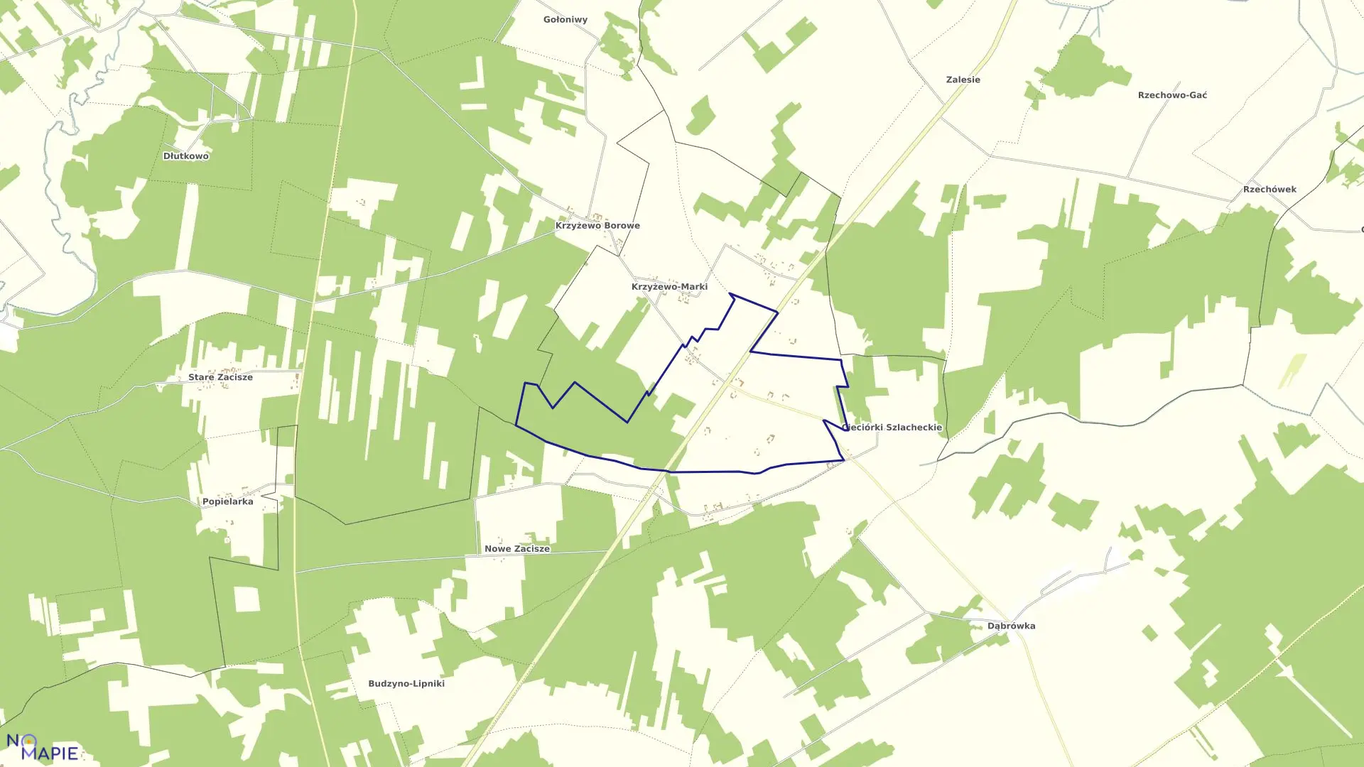 Mapa obrębu KRZYŻEWO-JURKI w gminie Czerwonka