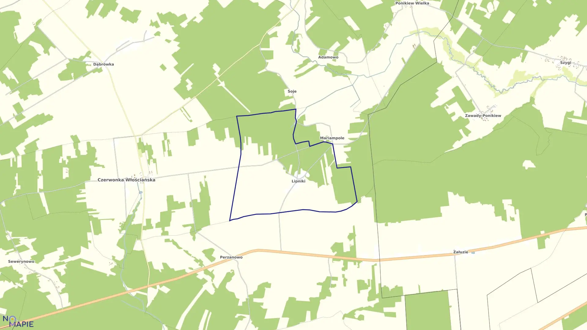 Mapa obrębu LIPNIKI w gminie Czerwonka