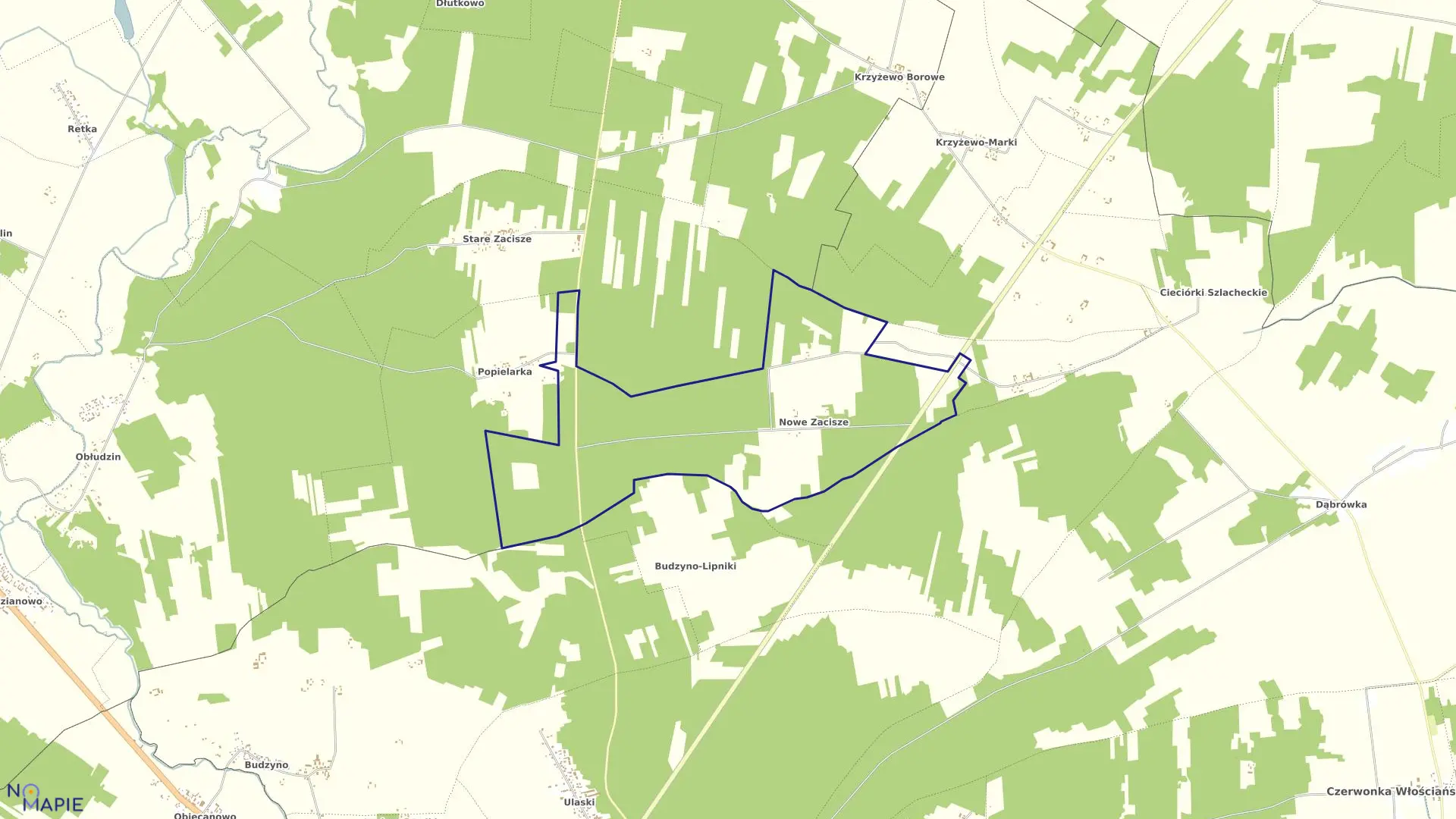 Mapa obrębu NOWE ZACISZE w gminie Czerwonka