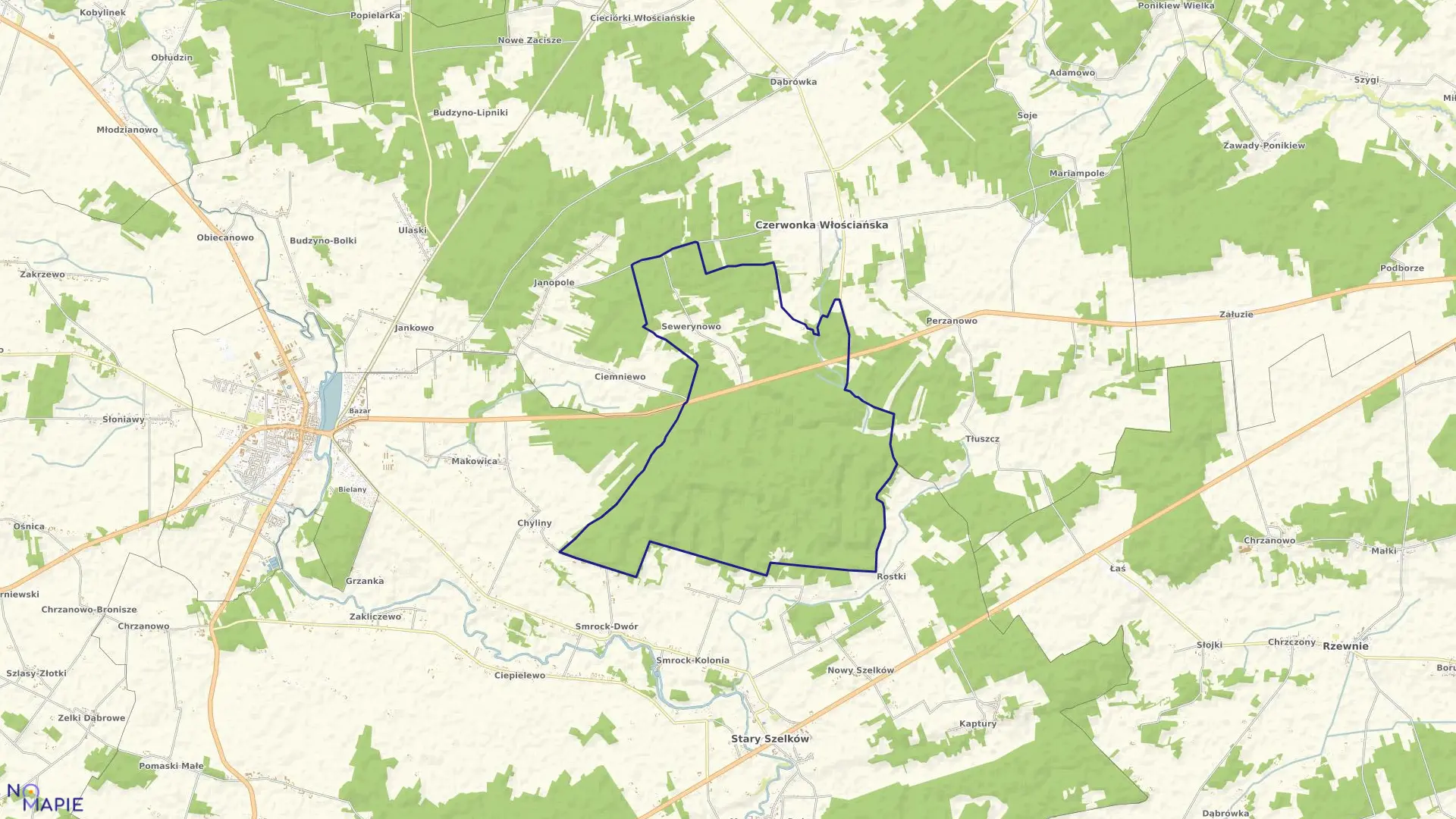 Mapa obrębu SEWERYNOWO w gminie Czerwonka