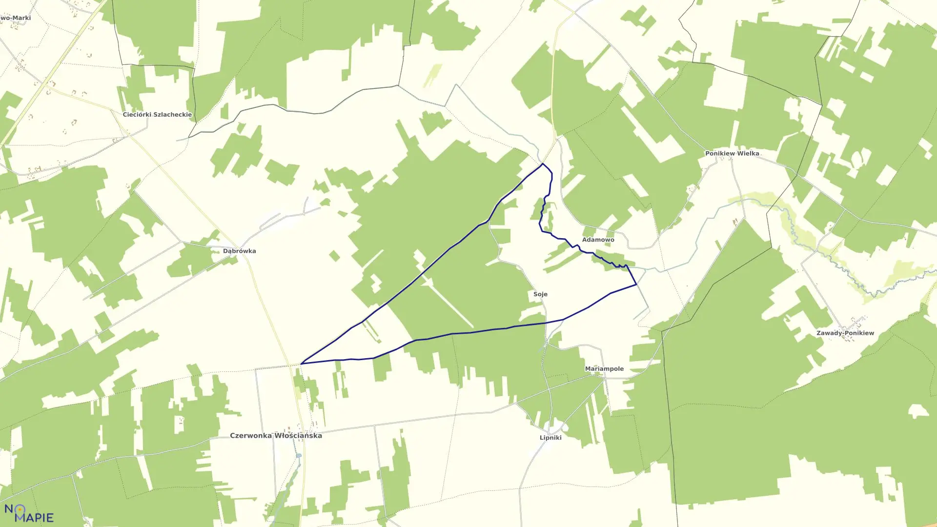 Mapa obrębu SOJE w gminie Czerwonka