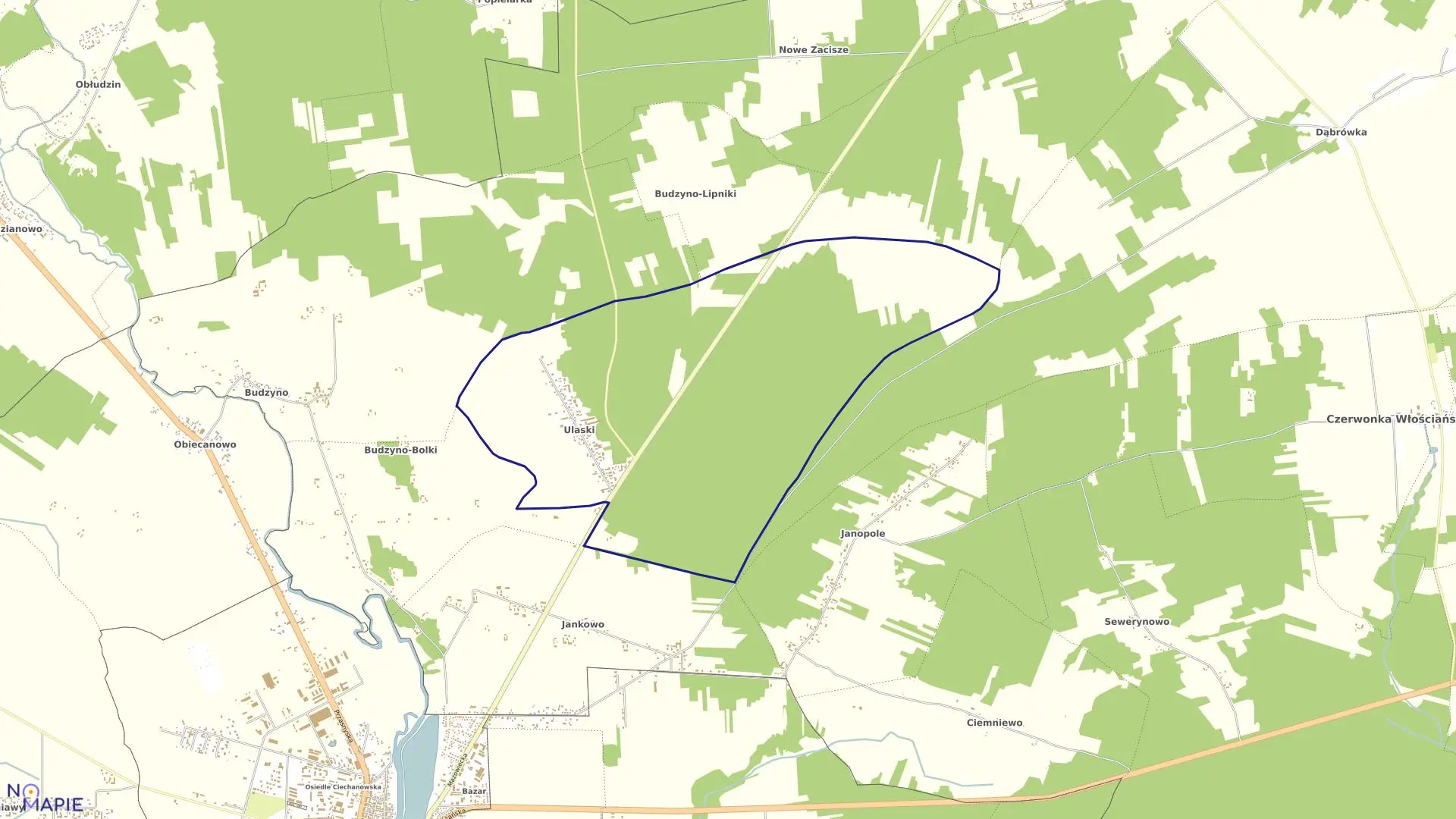 Mapa obrębu ULASKI w gminie Czerwonka